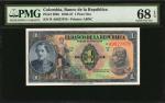 COLOMBIA. Lot of (6) Banco de la Republica. 1 Peso Oro, 1946-47. P-380e. PMG Choice Uncirculated 63 