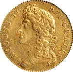 GREAT BRITAIN. 5 Guineas, 1687 Year TERTIO. London Mint. James II. PCGS AU-50.