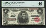 Fr. 363. 1891 $5 Treasury Note. PMG Extremely Fine 40.