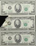 Lot of (3) Fr. 2079-E. 1993 $20 Federal Reserve Note. Richmond. About Uncirculated. Book End Notes. 