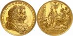 Guillaume et Marie (1689-1694). Médaille en or 1691, par Daniel Drappentier d’après Romeyn de Hooghe