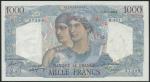 Banque de France, 50, 100, 500 and 1000 (2) francs, 1945-1953, multicoloured, male and female allego