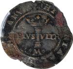 MEXICO. 2 Maravedis, ND (1542)-oMo. Mexico City Mint. Carlos & Johanna. PCGS Genuine--Excessive Corr