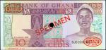 GHANA. Bank of Ghana. 10 & 20 Cedis, 06.03.1982. P-20ds & 21cs. Specimens. Uncirculated.