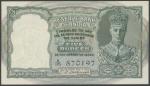Reserve Bank of India, 5 Rupees ND (1943), serial number A/35 870197, green on multicolour, King Geo