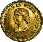 COLOMBIA. 1842-RS Peso. Bogotá mint. Restrepo 200.10. UNC Detail — Filed Rims (PCGS).