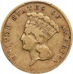 1860-S Three-Dollar Gold Piece. Fine-12 (PCGS). CAC.