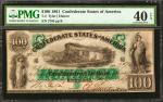 T-5. Confederate Currency. 1861 $100. PMG Extremely Fine 40 EPQ.