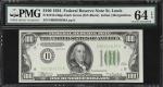 Fr. 2152-Hdgs. 1934 Dark Green Seal $100 Federal Reserve Note. St. Louis. PMG Choice Uncirculated 64