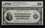 Fr. 757. 1918 $2 Federal Reserve Bank Note. Cleveland. PMG Gem Uncirculated 66 EPQ. Fancy Serial Num