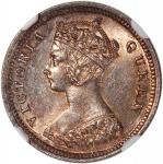 1891年香港维多利亚一毫，NGC AU55，#6374347-054. Hong Kong, silver 10 cents, 1891, Victoria on obverse, NGC AU55