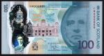 Bank of Scotland, polymer £100, 16 August 2021, serial number FM 000800, green, Sir Walter Scott at 