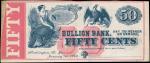 Washington, District of Columbia. Bullion Bank. January 1st, 1863. 50 Cents. Choice Extremely Fine. 
