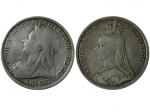 1888年和1893年英国1克朗银币各一枚