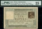 Government of India, 10 rupees, ND (1917-30), serial number B/43 580367, green and brown, George V a