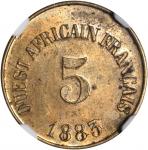 FRENCH WEST AFRICA. 5 Units (25 Franc), 1883. NGC MS-62.