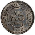 World Coins - Asia & Middle-East. BRITISH NORTH BORNEO: George V, 1910-1936, AR 25 cents, 1929-H, KM