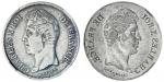 France, Charles X (1824-30), 5-Francs, obverse brockage error, bare head left, rev. as obverse but d