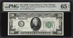 Lot of (2) Fr. 2052-Gdgs. 1928B Dark Green Seal $20 Federal Reserve Notes. Chicago. PMG Gem Uncircul