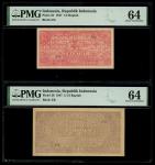 Indonesia, 1/2 anf 2 1/2 rupiah, both dated 1947, block DA and ER repectively, red and brown respect