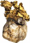 Native gold specimen in quartz crystal matrix. Approximately 75 x 45 x 40 mm.