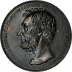 1865 French Lincoln Tribute Medal. By F. Magniadas. Cunningham 9-010Bz, King-245. Bronze. About Unci