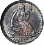 1837 Liberty Seated Half Dime. No Stars. V-1. Large Date. Repunched Date. MS-67 (NGC).