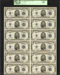 Fr. 1654. 1934D $5 Silver Certificates. Wide I. PCGS Very Choice New 64.Uncut Sheet of 12.