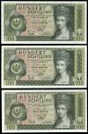 Austrian National Bank, 100 schilling (3), 1969, 2 January 1969, green, Angelika Kauffmann at right,