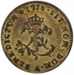 1738-A Sou Marque. Paris Mint. Vlack-16. Rarity-1. AU-53 (PCGS).
