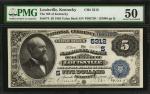 Louisville, Kentucky. $5 1882 Value Back. Fr. 574. The NB. Charter #5312. PMG About Uncirculated 50.