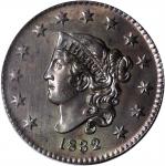 1832 Matron Head Cent. N-3. Rarity-1. Large Letters. MS-63 BN (PCGS).