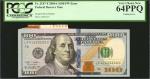 Fr. 2187-F. 2009A $100 Federal Reserve Note. Atlanta. PCGS Currency Very Choice New 64 PPQ. Cutting 