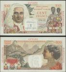 French Antilles, 1 Nouveau Franc on 100 francs, no date (1961), multicolour, La Bourdonnais at left,