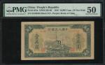 1949年第一版人民币中国人民银行10000元「军舰」，编号II I III 35168384，无水印，PMG 50，有黄