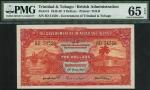 Government of Trinidad and Tobago, $2, 1 May 1942, serial number 8D 51556, red on multicolour underp