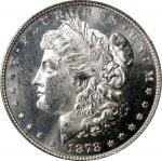 1878 Morgan Silver Dollar. 7 Tailfeathers. Reverse of 1878. MS-62 (ANACS).