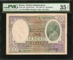 BURMA. British Administration. 100 Rupees, ND (1927-37). P-A8f. PMG Choice Very Fine 35 Net. Staple 