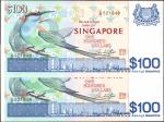 1977年新加坡货币发行局一百圆。Uncirculated.