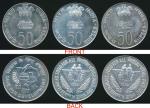 India; Lot of 3 silver coins. 1974, "Family within triangle", silver proof-like coin 10 Rupees x2 pc