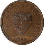 COLOMBIA. Cundinamarca. Copper 2 Centavos Pattern, 1890. PCGS SPECIMEN-62 Red Brown.