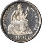 1891 Liberty Seated Dime. Proof-65 Cameo (PCGS).