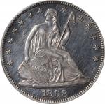 1868 Liberty Seated Half Dollar. WB-102. Repunched Date. AU Details--Polished (PCGS).