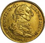 COLOMBIA. 1782-JJ 2 Escudos. Santa Fe de Nuevo Reino (Bogotá) mint. Carlos III (1759-1788). Restrepo