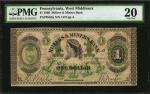 West Middlesex, Pennsylvania. Millers & Miners Bank. 1866. $1. PMG Very Fine 20.