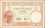 NEW CALEDONIA. Banque de LIndo-Chine. 5 Francs, ND (ca. 1926). P-36b(2). About Uncirculated.