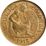 COLOMBIA. 2-1/2 Pesos, 1913. NGC AU-58.
