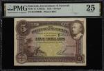 1929年沙捞越政府银行伍圆。SARAWAK. Government of Sarawak. 5 Dollars, 1929. P-15. KNB21a. PMG Very Fine 25.