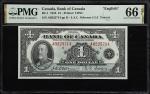 CANADA. Bank of Canada. 1 Dollar, 1935. BC-1. PMG Gem Uncirculated 66 EPQ.