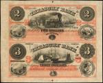 Griggsville, Illinois. Treasury Bank. November 10, 1860. Uncut Pair $2-$3. Choice Uncirculated.